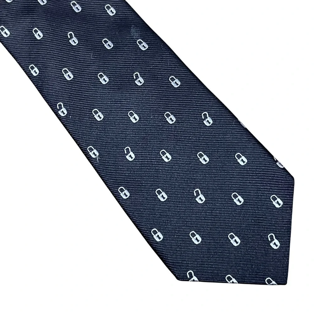 Murano Sport Black Gray Novelty Padlock Men's Necktie 2.5